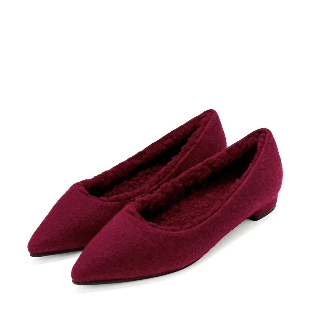 Anais Wool Burgundy Flats - Image 2