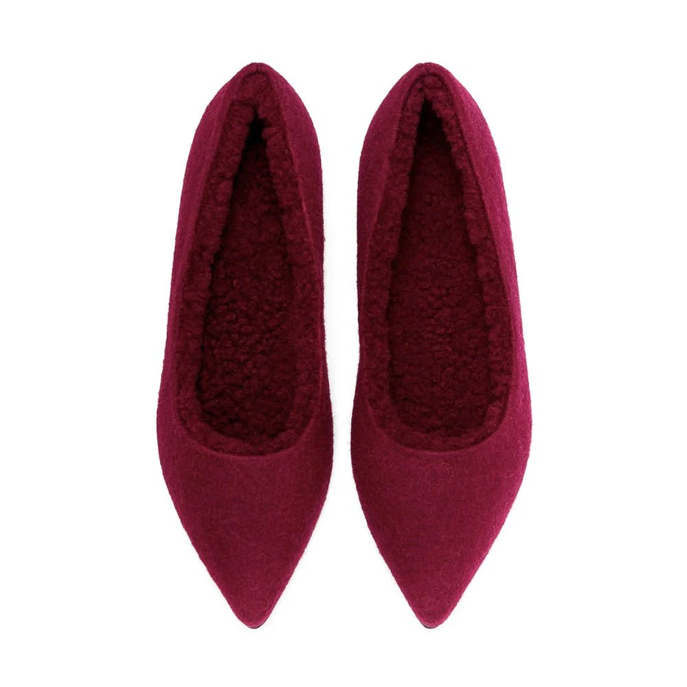 Anais Wool Burgundy Flats - Image 3