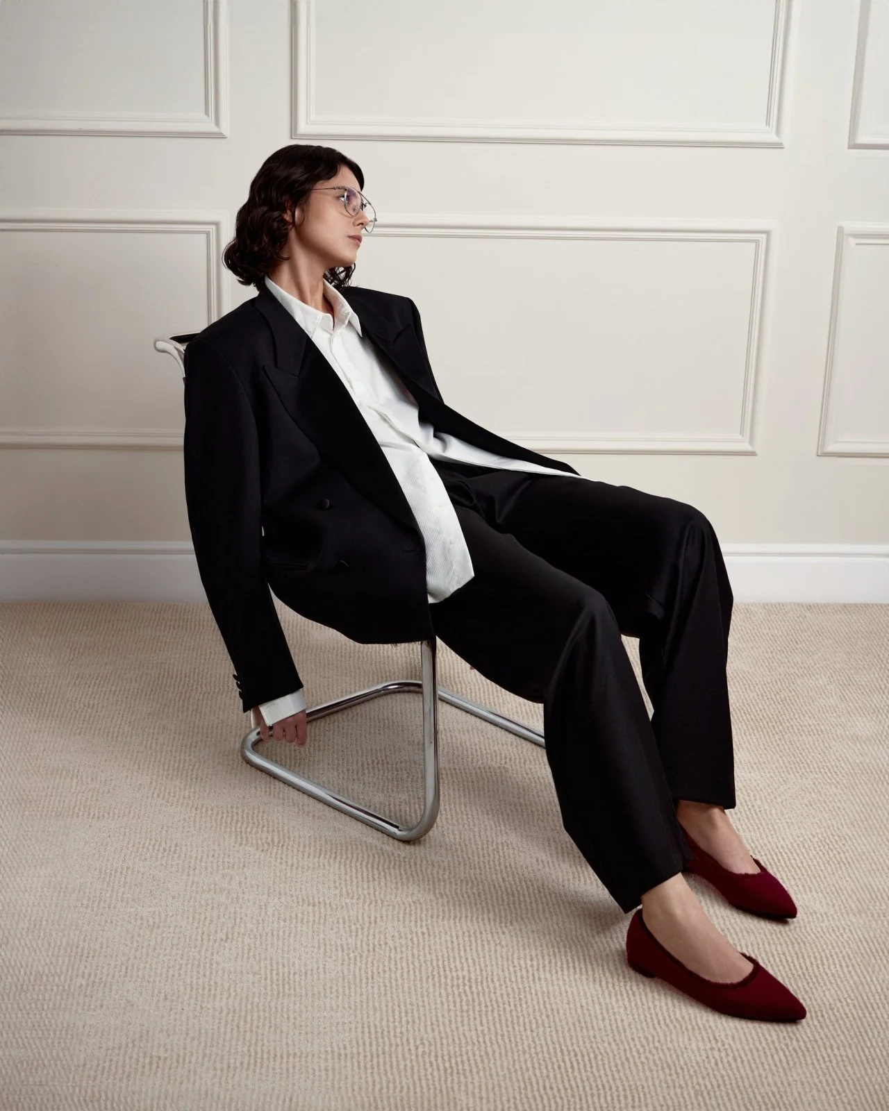 Anais Wool Burgundy Flats - Image 4