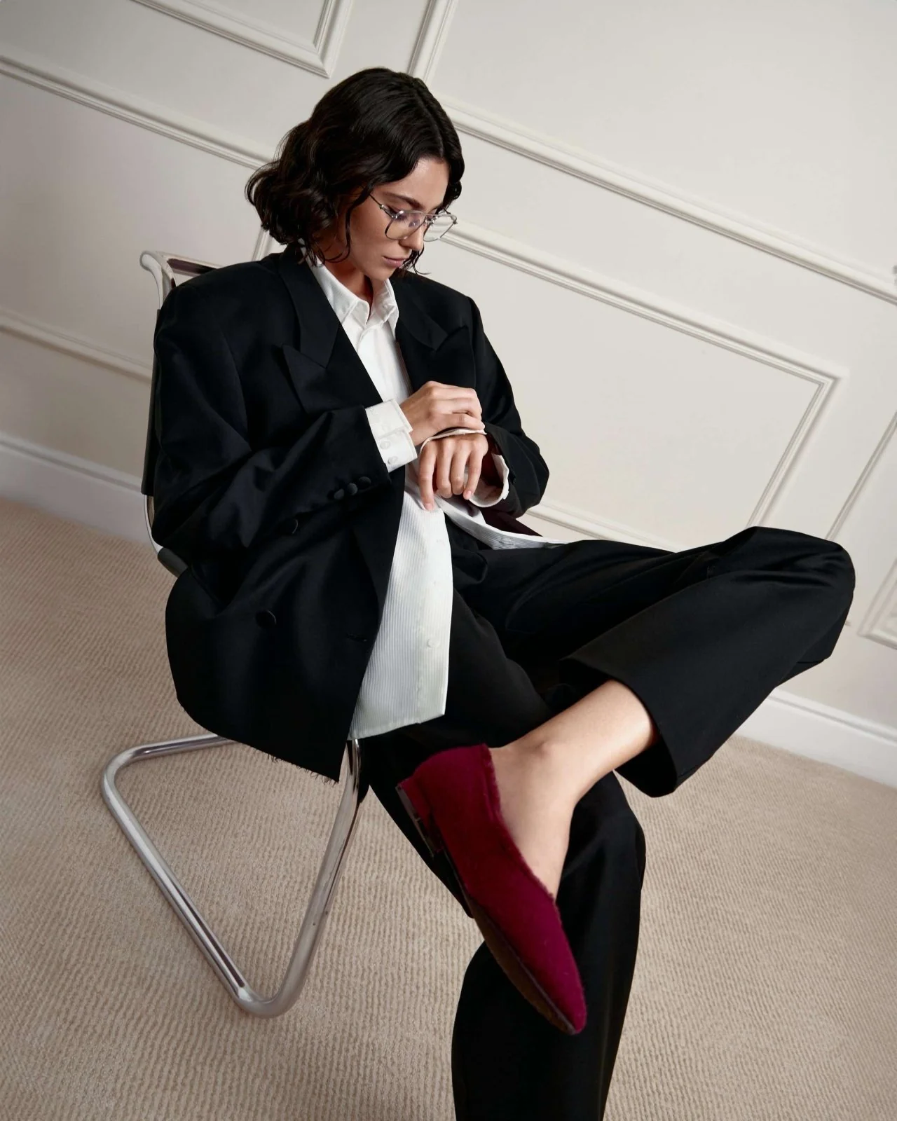 Anais Wool Burgundy Flats - Image 5