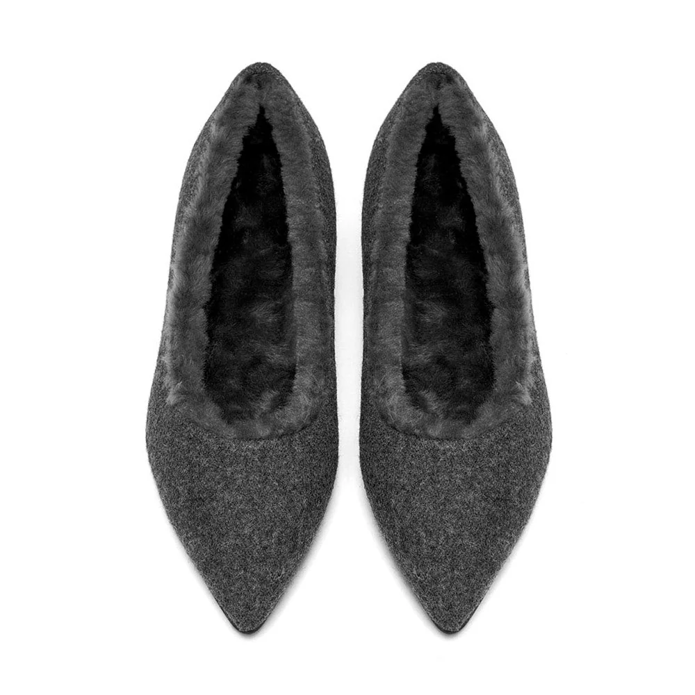 Anais Wool Grey Flats - Image 3
