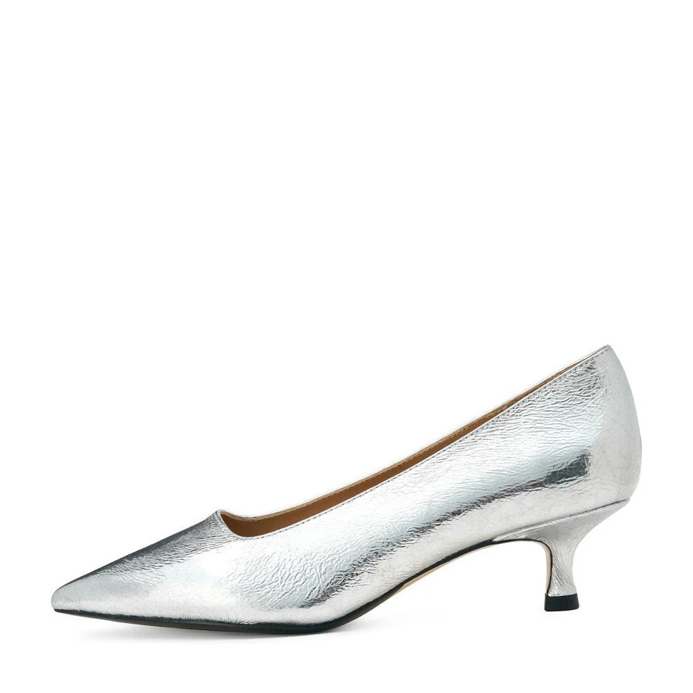 Andrea Leather Silver Shoes