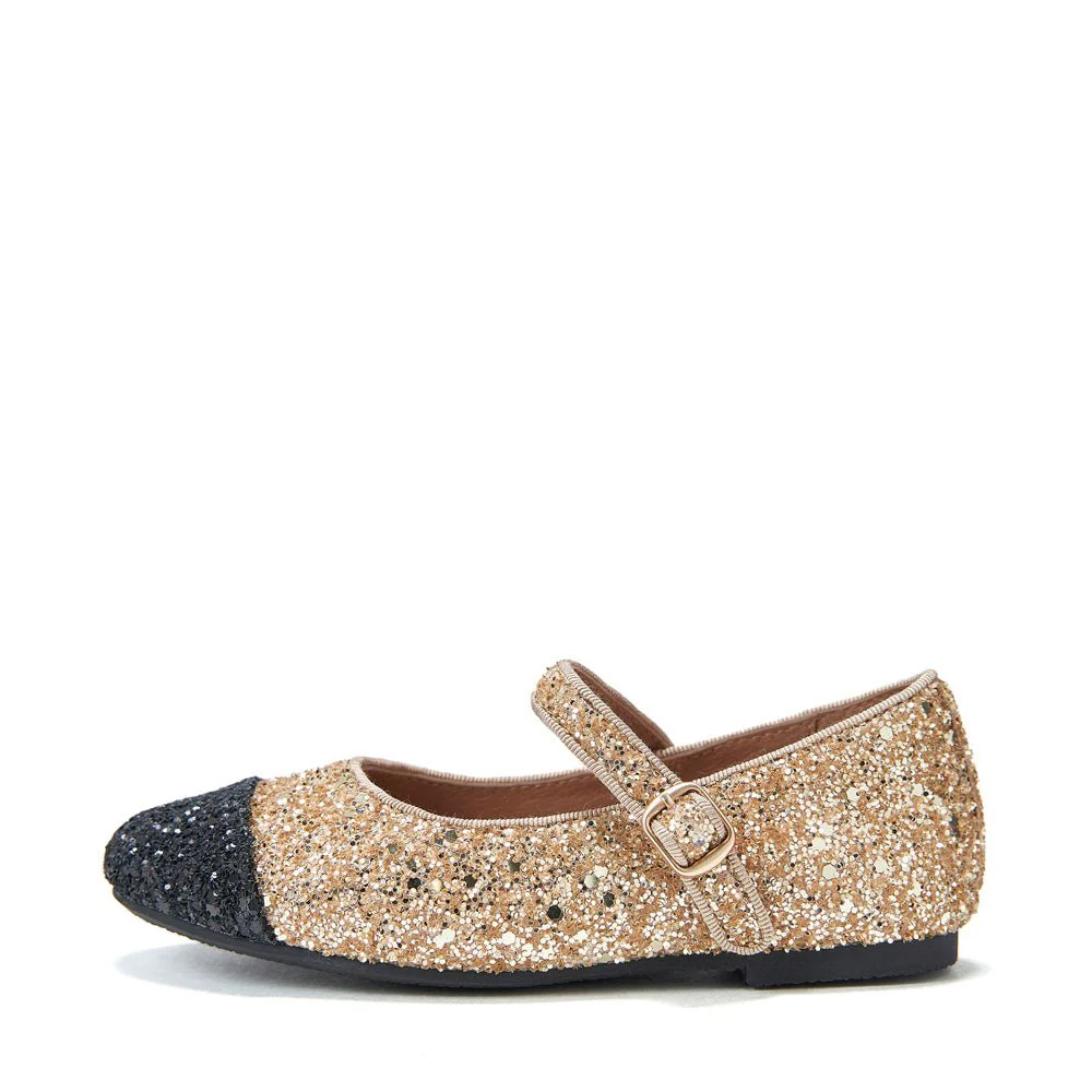 Bebe Glitter Gold/Black Shoes