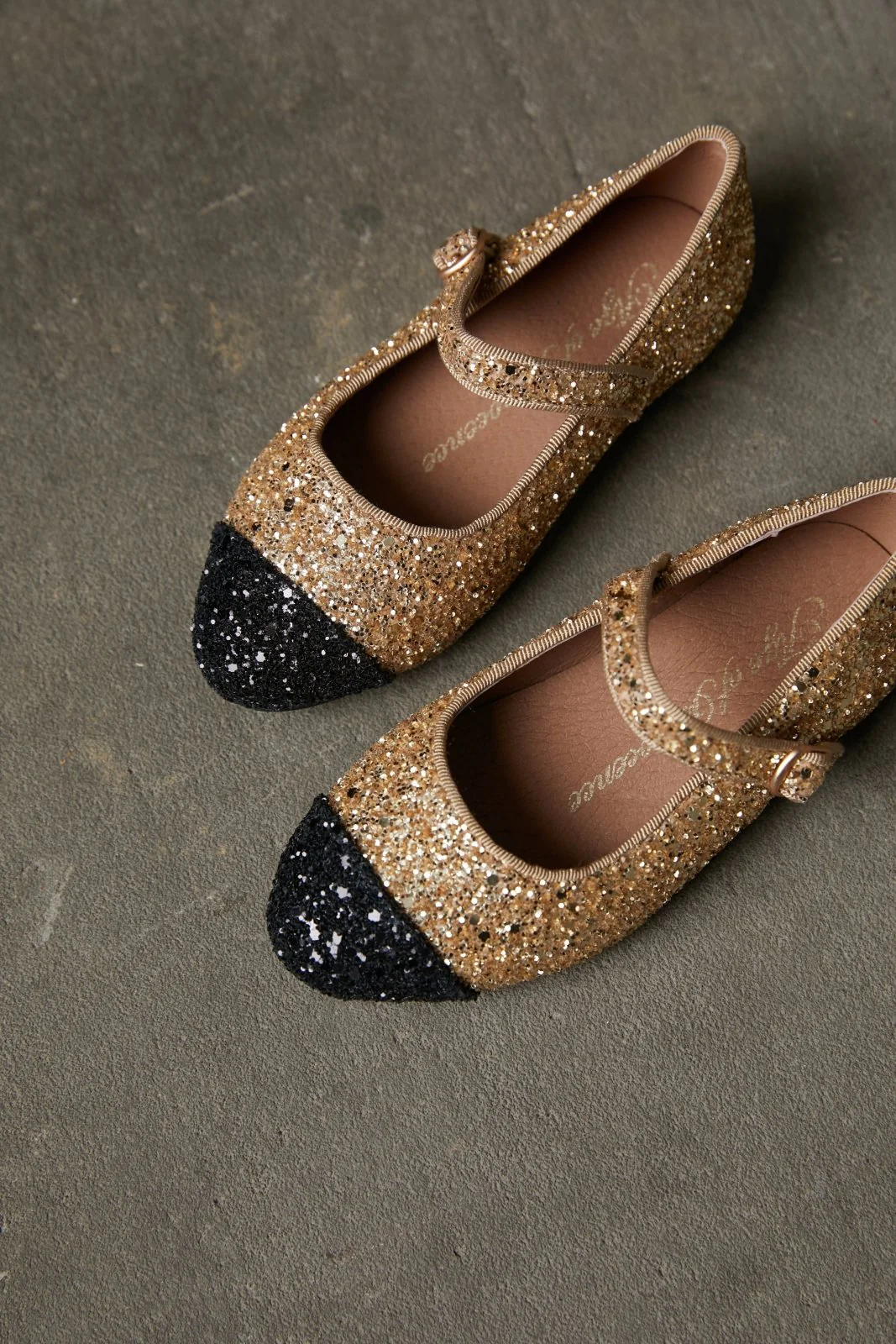 Bebe Glitter Gold/Black Shoes - Image 3