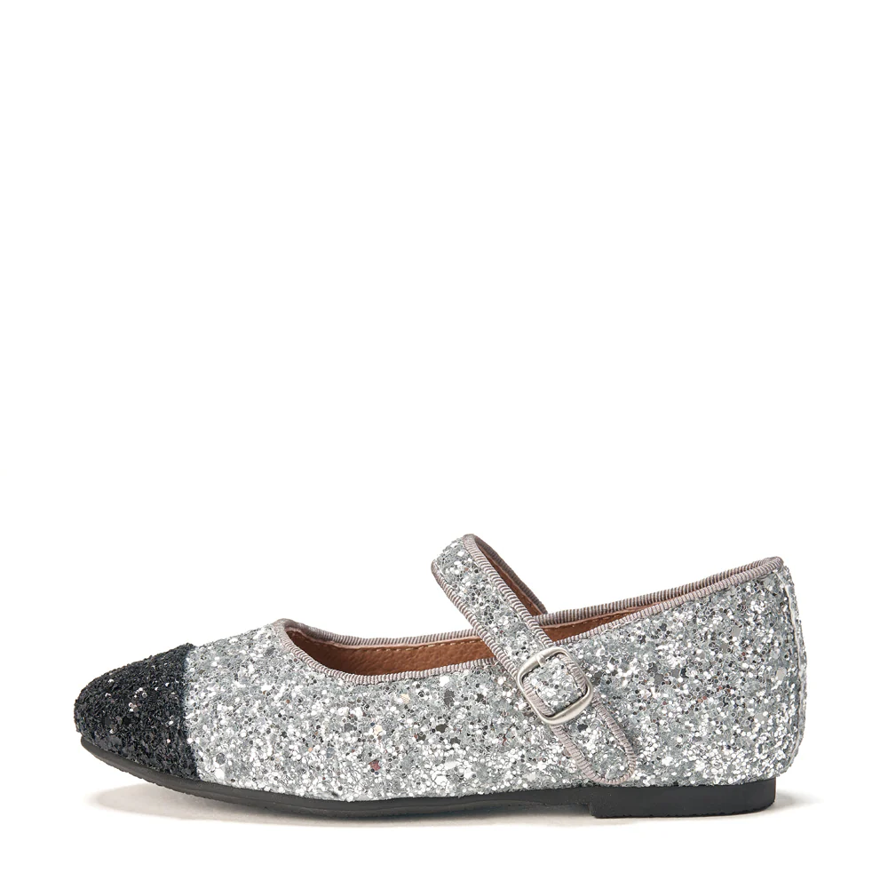 Bebe Glitter Silver/Black Shoes