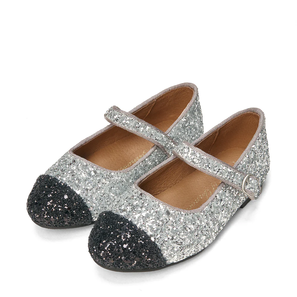 Bebe Glitter Silver/Black Shoes - Image 2
