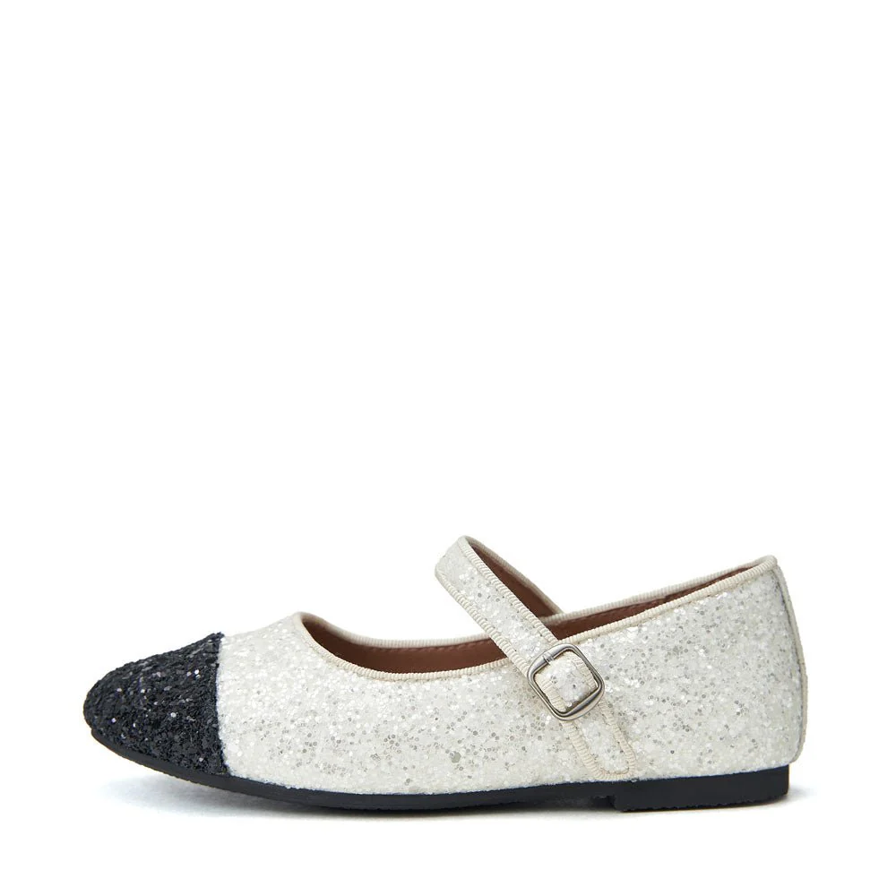 Bebe Glitter White/Black Shoes