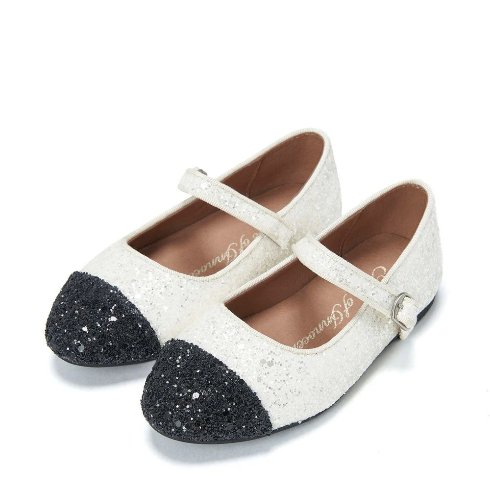 Bebe Glitter White/Black Shoes - Image 2
