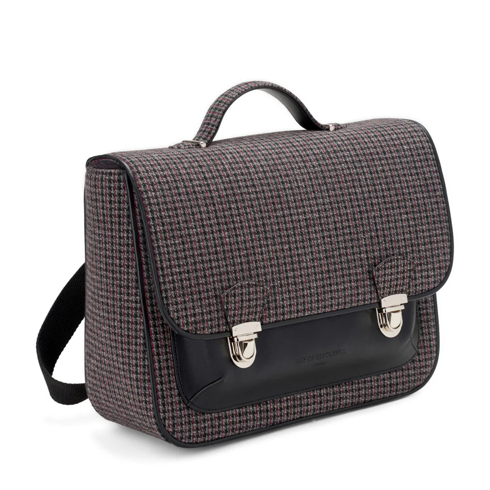 Boston Plaid Dark Grey Schoolbag - Image 2