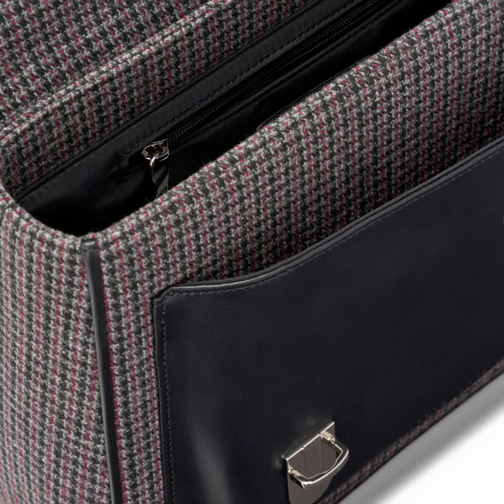 Boston Plaid Dark Grey Schoolbag - Image 5