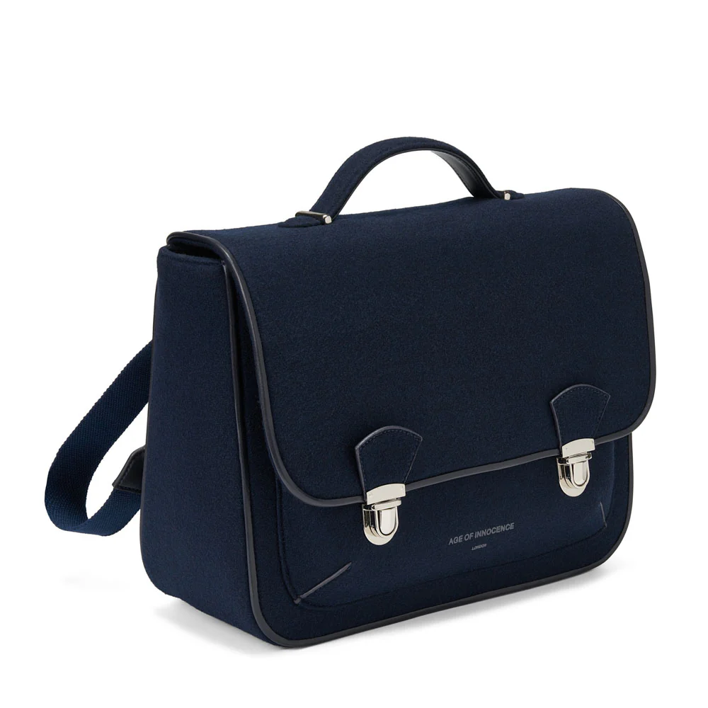Boston Wool Navy Schoolbag - Image 2