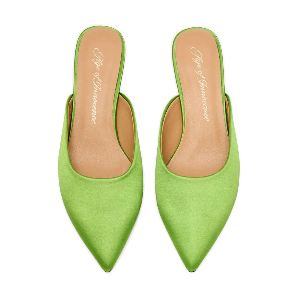Brenda Satin Green Mules - Image 3
