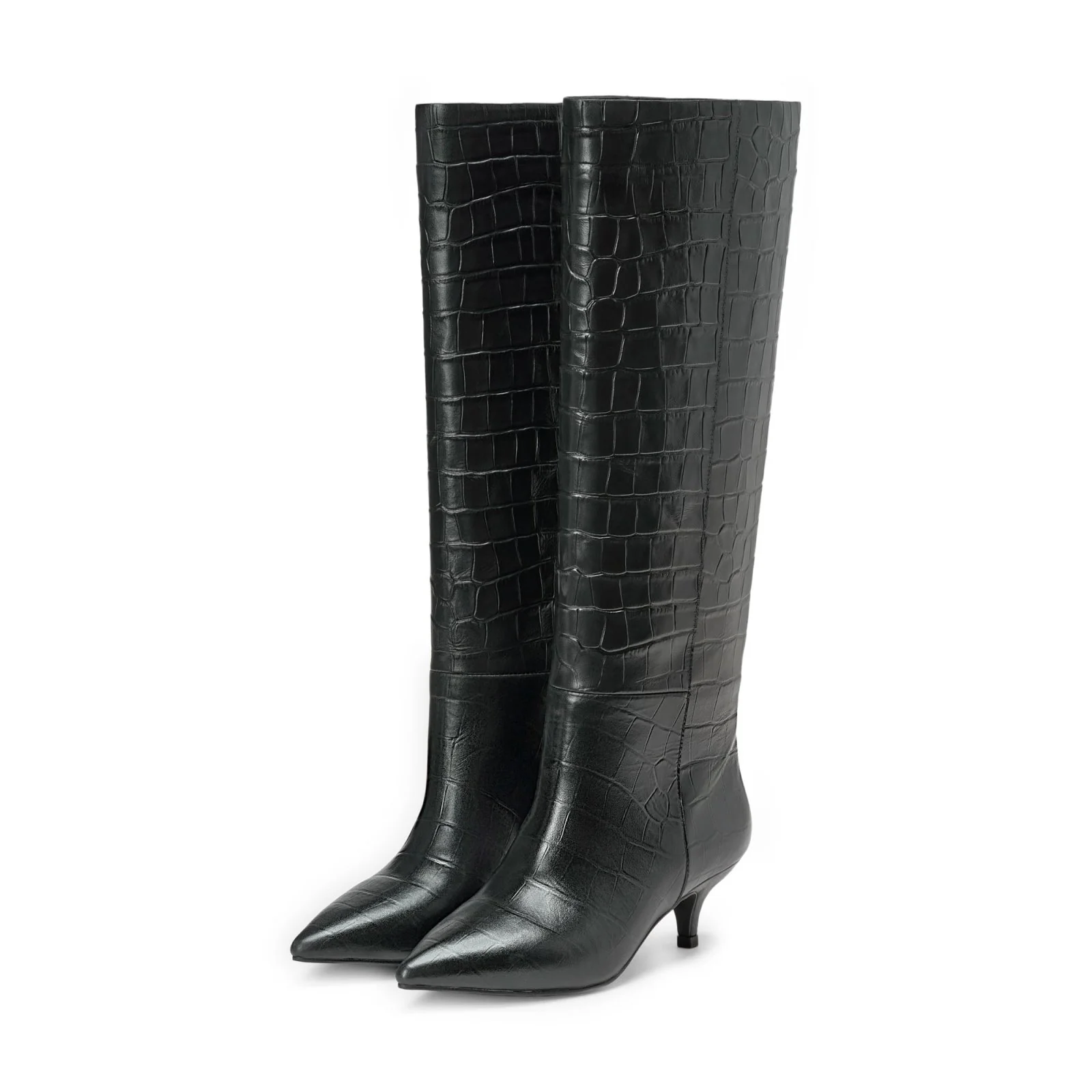 Brigitte Leather Black Boots - Image 2