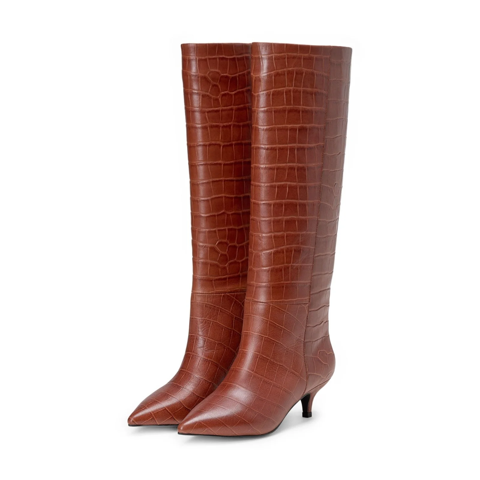 Brigitte Leather Brown Boots - Image 2