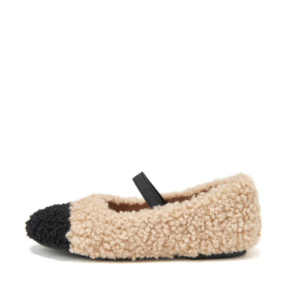Celeste Beige/Black Ballerinas