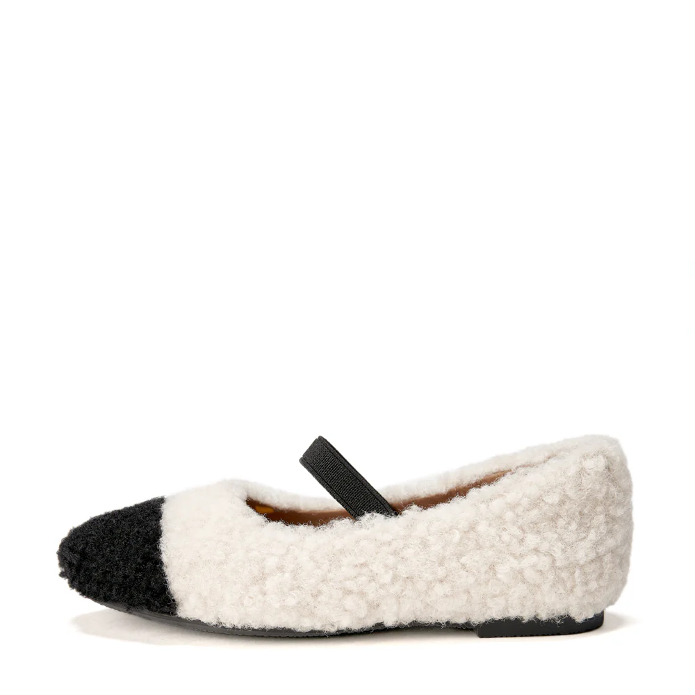 Celeste White/Black Ballerinas