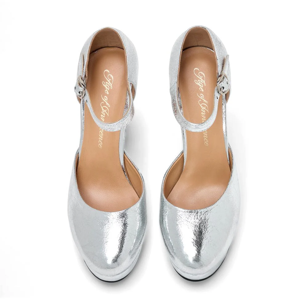 Edith Leather Silver Shoes - Image 3