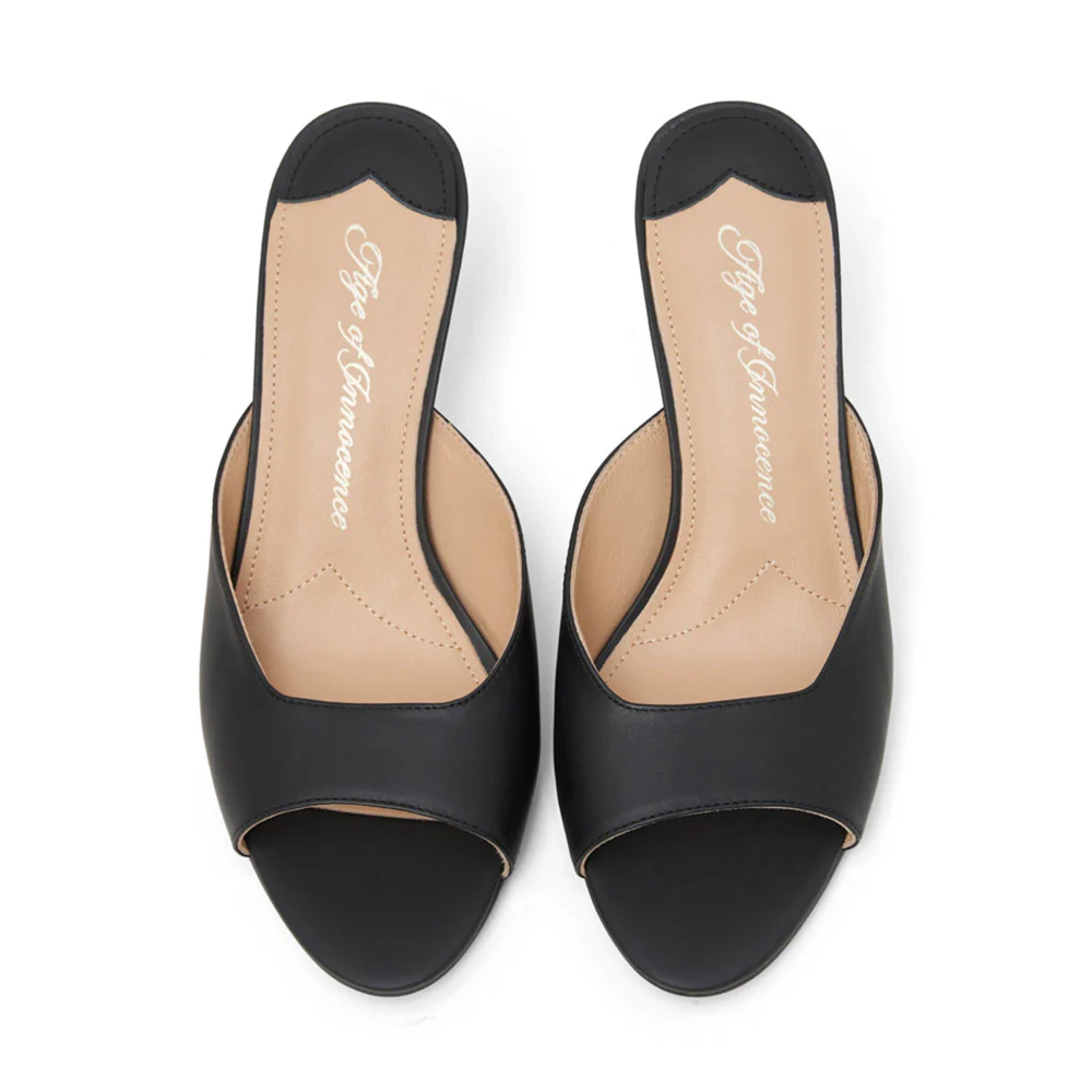 Felicity Leather Black Mules - Image 3