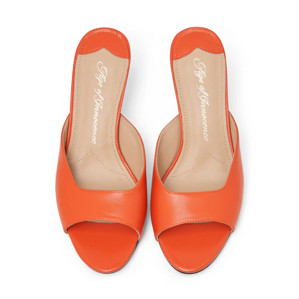 Felicity Leather Orange Mules - Image 3