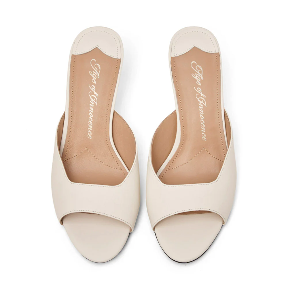 Felicity Leather White Mules - Image 3