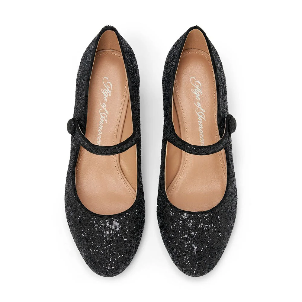 Gemma Glitter Black Pumps - Image 3