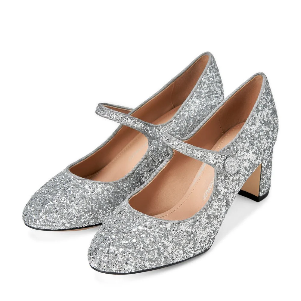 Gemma Glitter Silver Pumps - Image 2