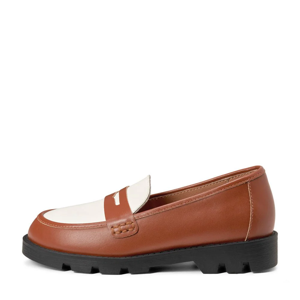 Haven Brown/ White/ Brown Loafers
