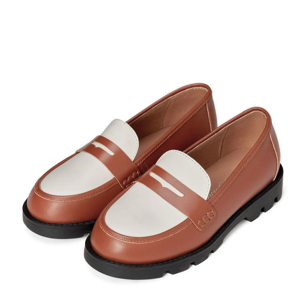 Haven Brown/ White/ Brown Loafers - Image 2