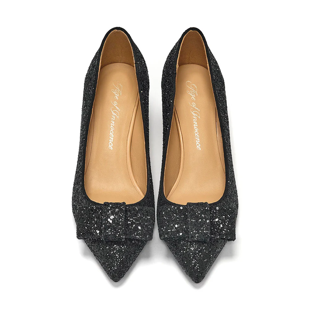Jacqueline Glitter Black Shoes - Image 3