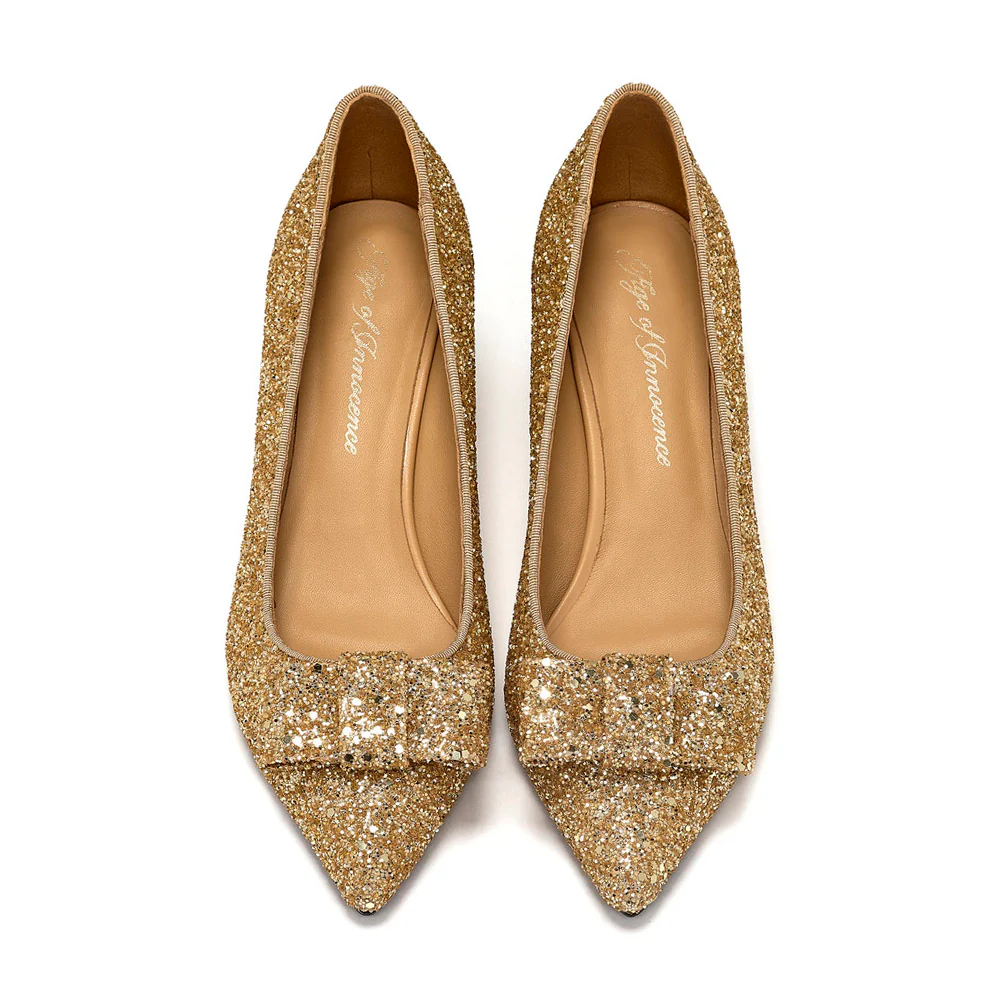 Jacqueline Glitter Gold Shoes - Image 3