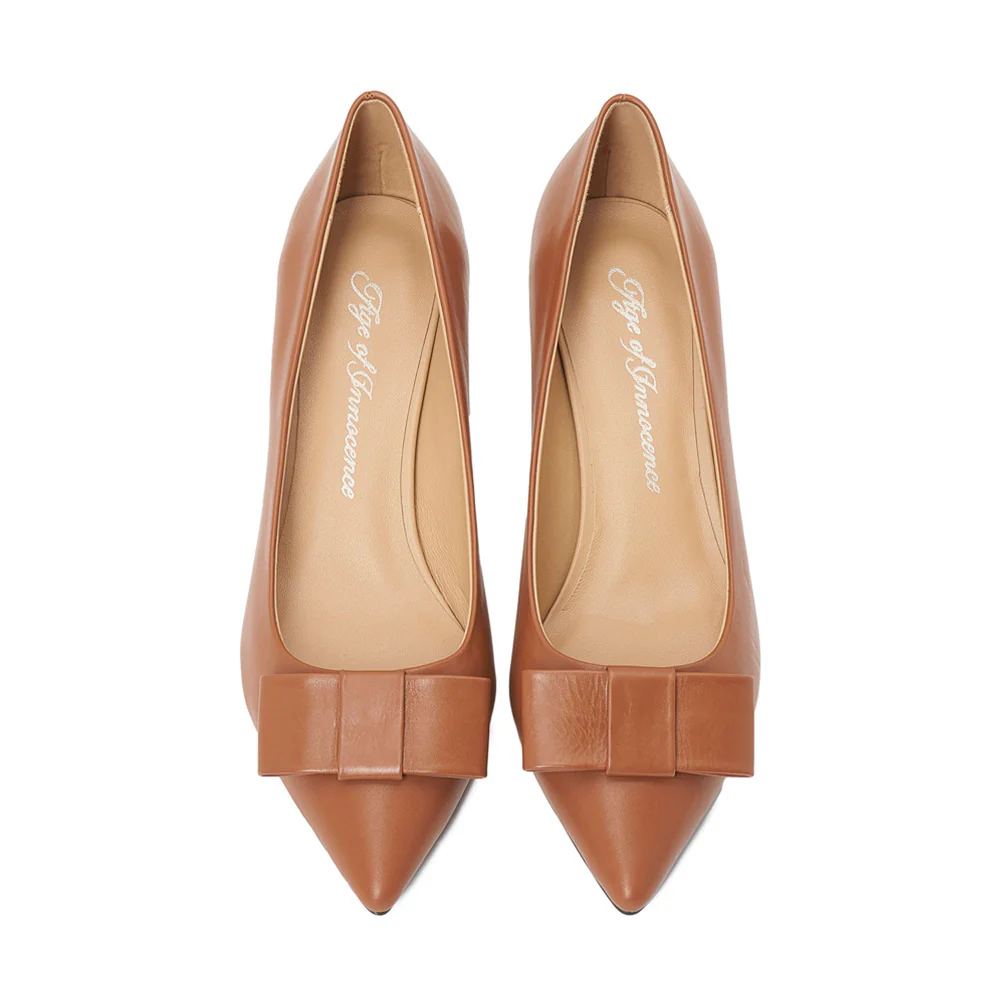 Jacqueline Leather Camel Shoes - Image 3