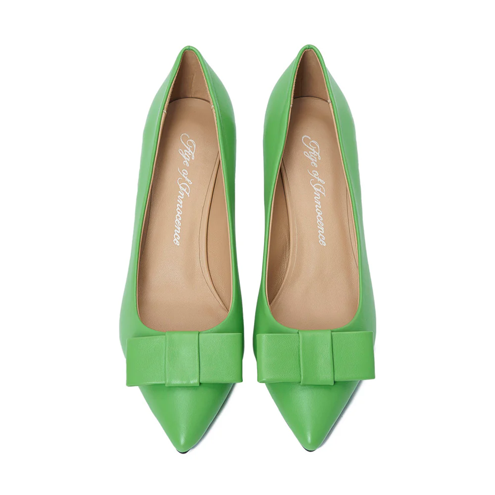 Jacqueline Leather Green Shoes - Image 3