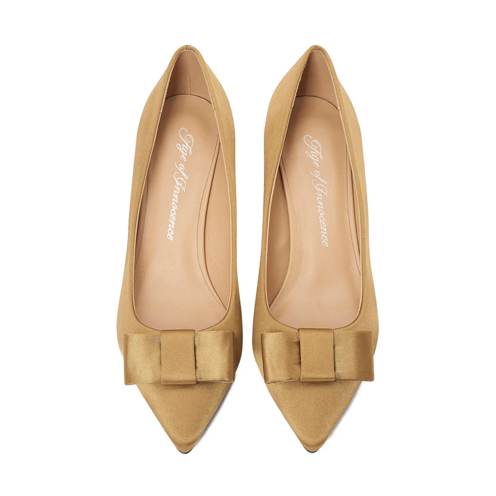 Jacqueline Satin Mustard Shoes - Image 3