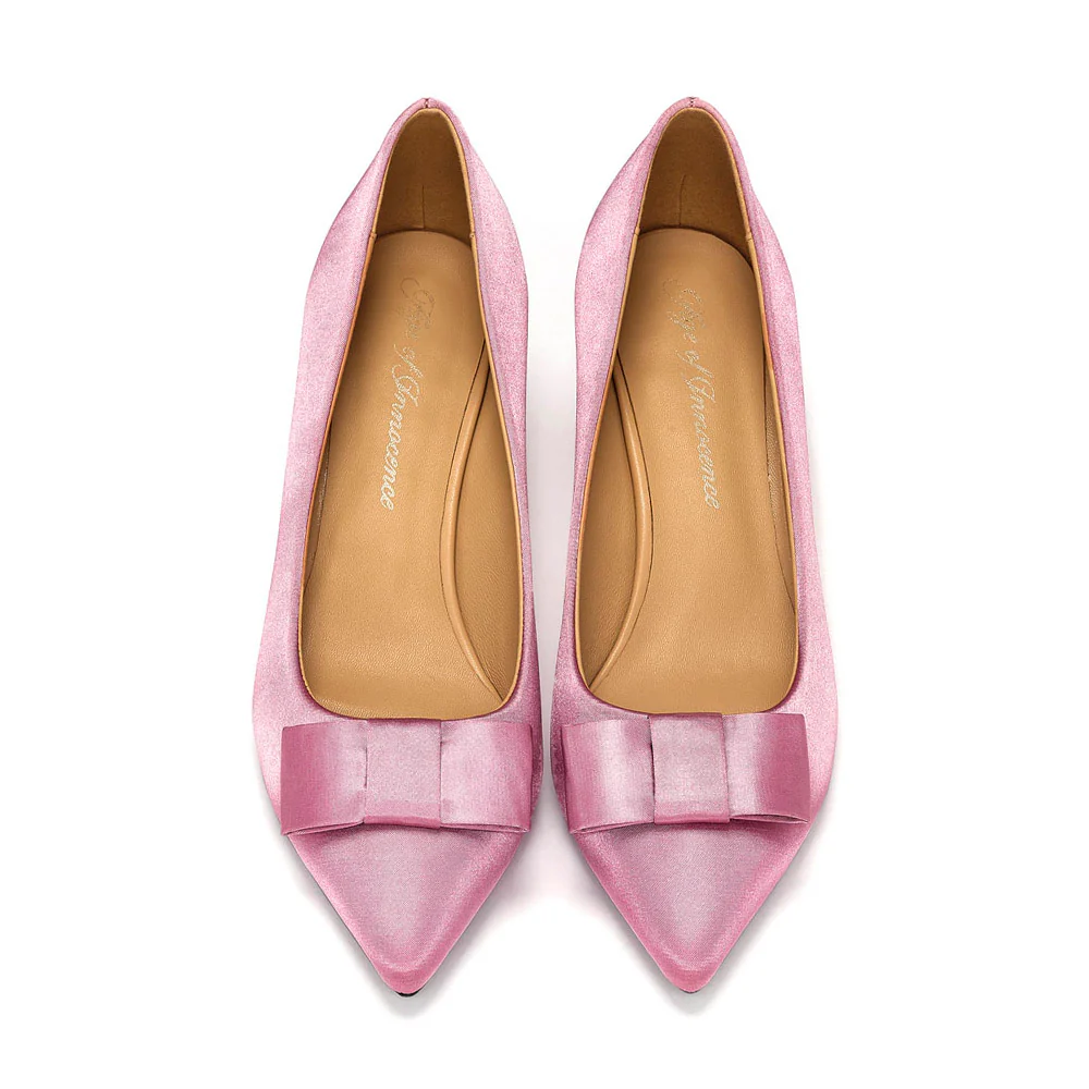 Jacqueline Satin Pink Shoes - Image 3