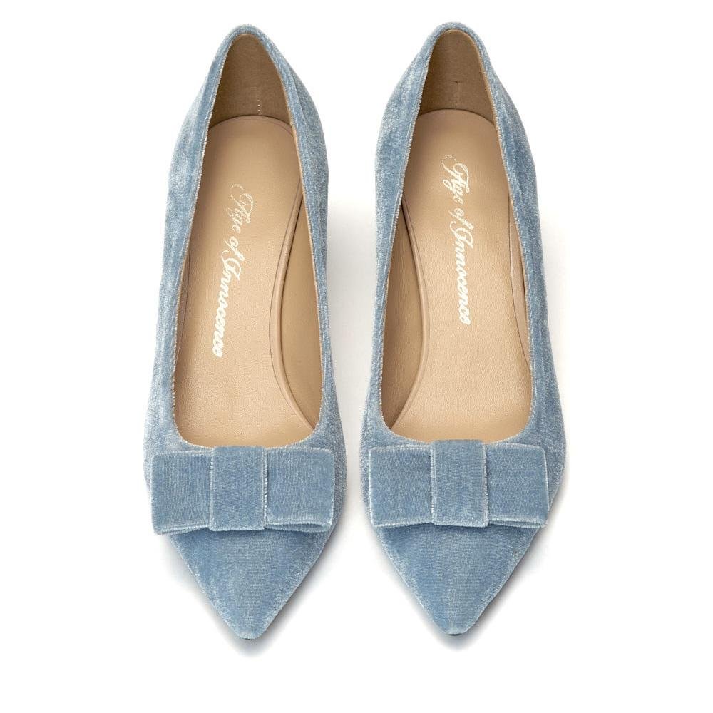 Jacqueline Velvet Blue Shoes - Image 3