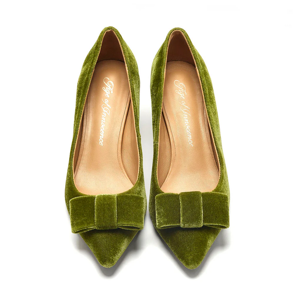 Jacqueline Velvet Green Shoes - Image 3