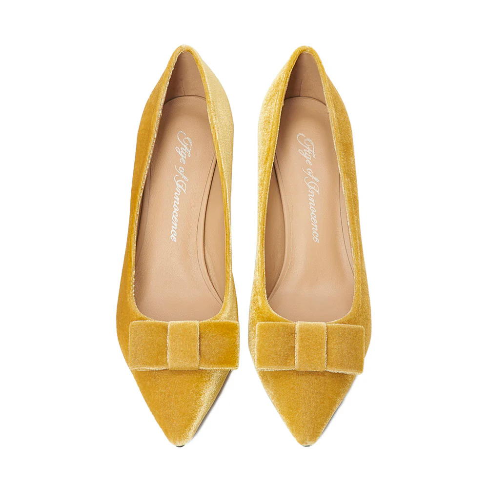 Jacqueline Velvet Mustard Shoes - Image 3