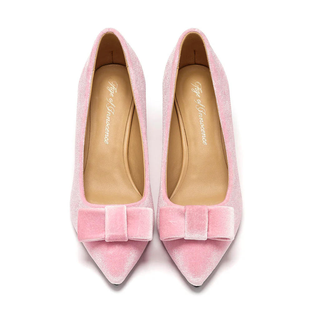 Jacqueline Velvet Pink Shoes - Image 3