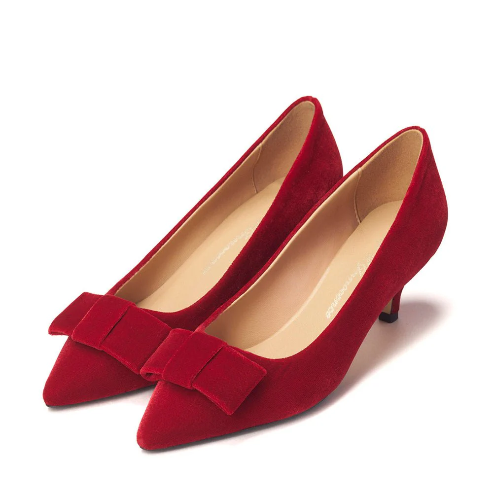 Jacqueline Velvet Red Shoes - Image 2