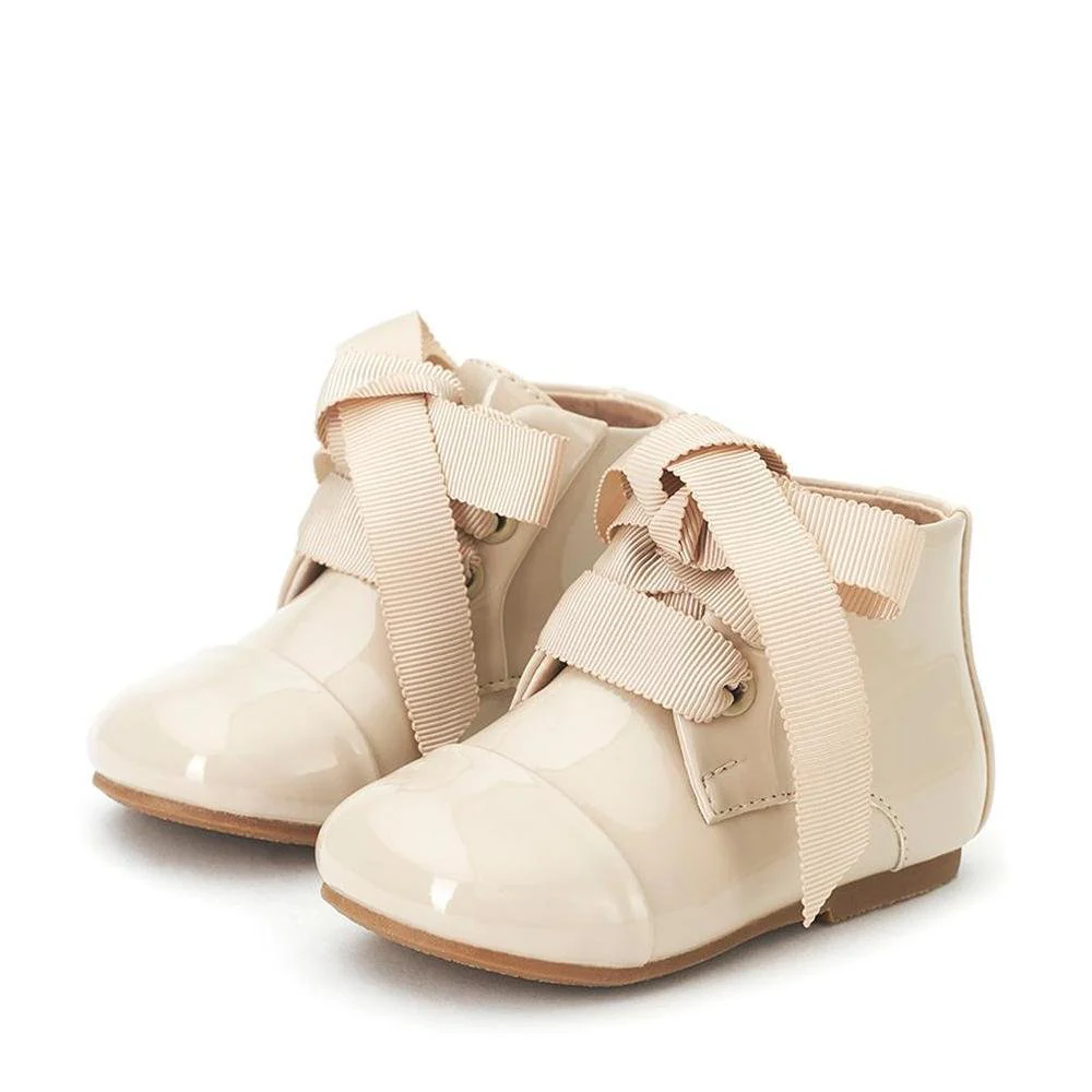 Jane PU Beige Boots - Image 2