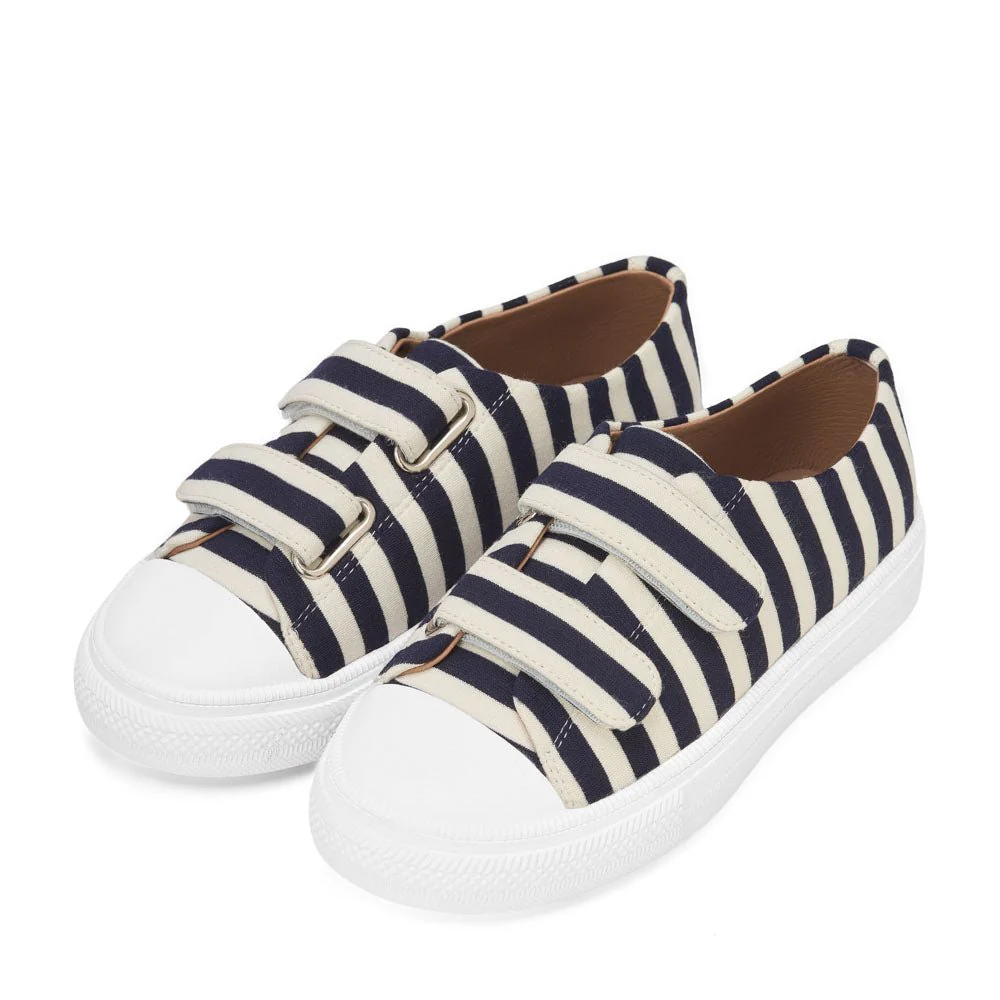 Jessie Striped Navy/White Sneakers - Image 2