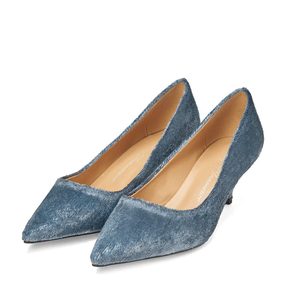 Juliette Velvet Blue Shoes - Image 2