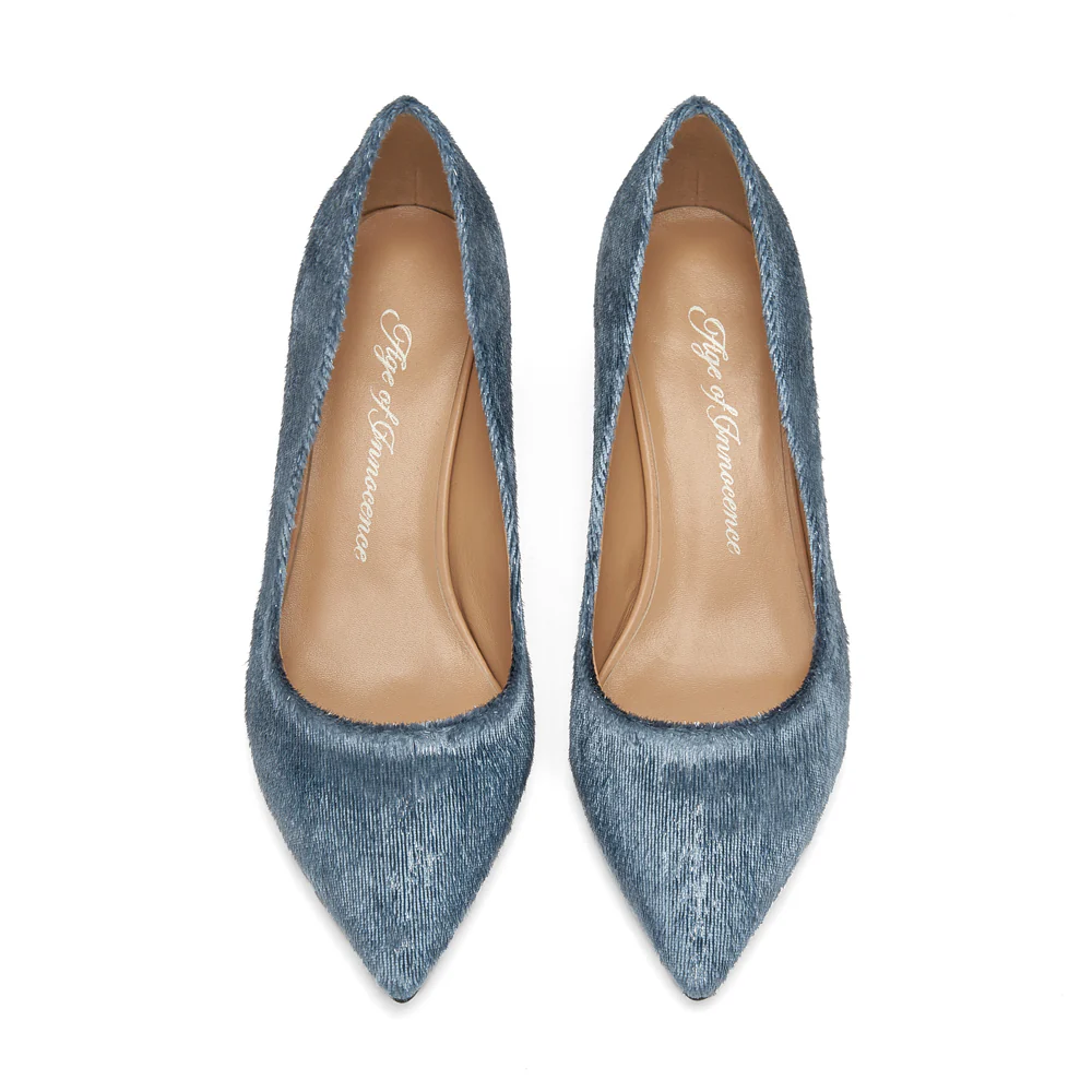 Juliette Velvet Blue Shoes - Image 3