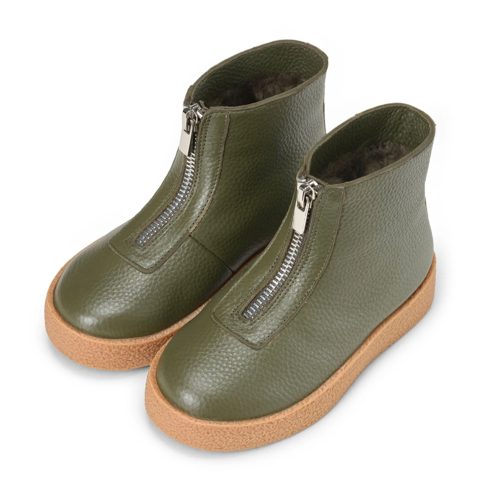Leah Leather Khaki Boots - Image 2