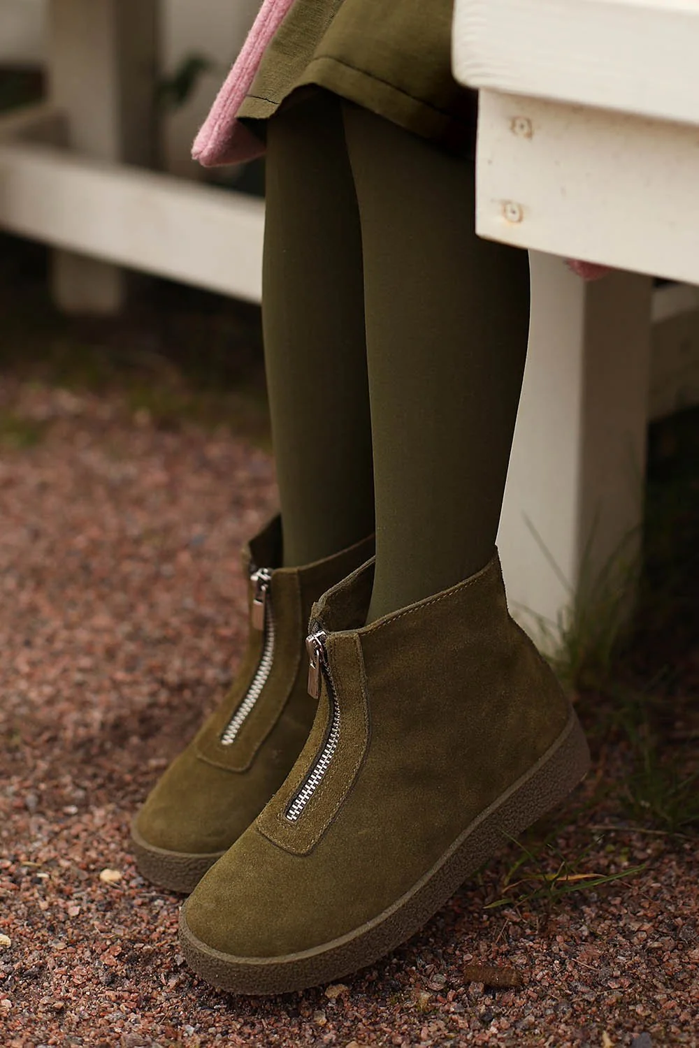 Leah Suede Khaki Boots - Image 3