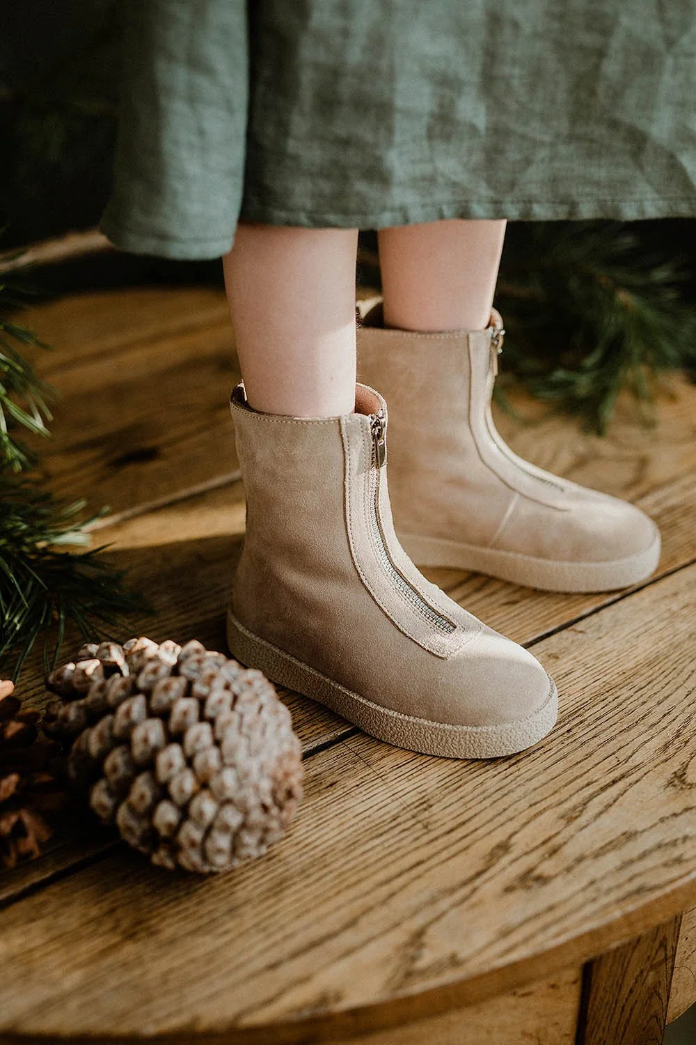 Leah Suede High Light beige Boots - Image 3