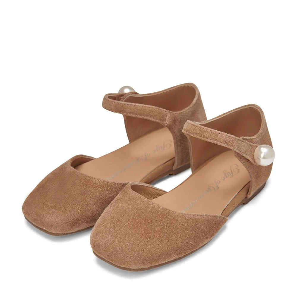 Libby Suede Beige Flats - Image 2