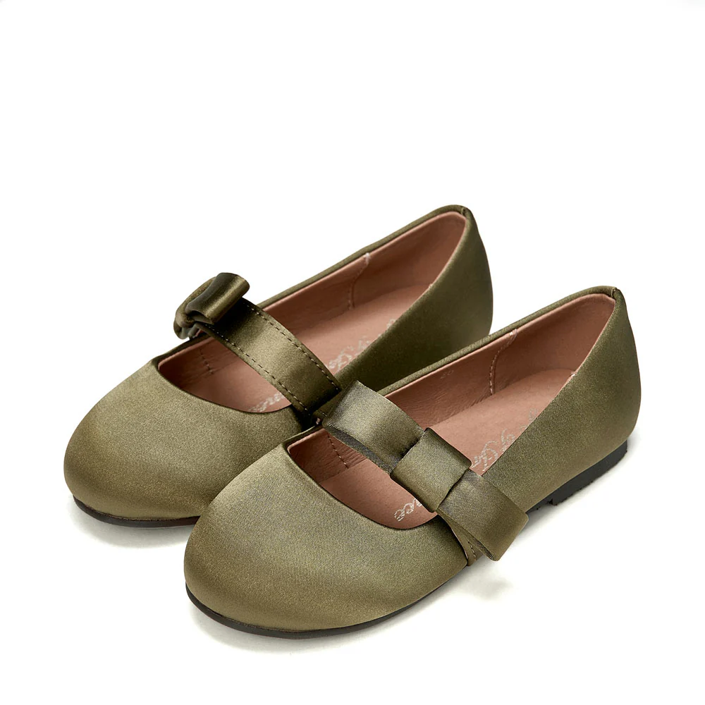 Mia Satin Khaki Shoes - Image 2