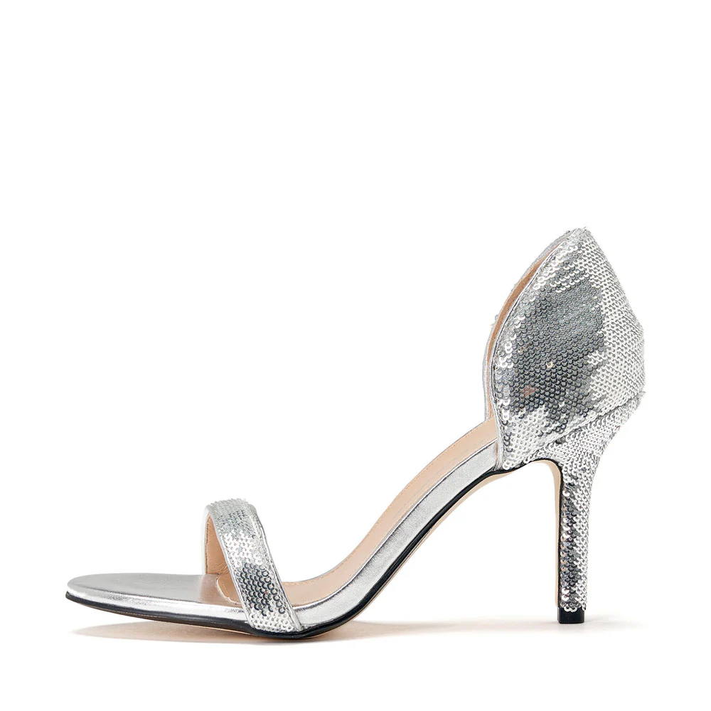 Mimi Sequins Silver Pumps