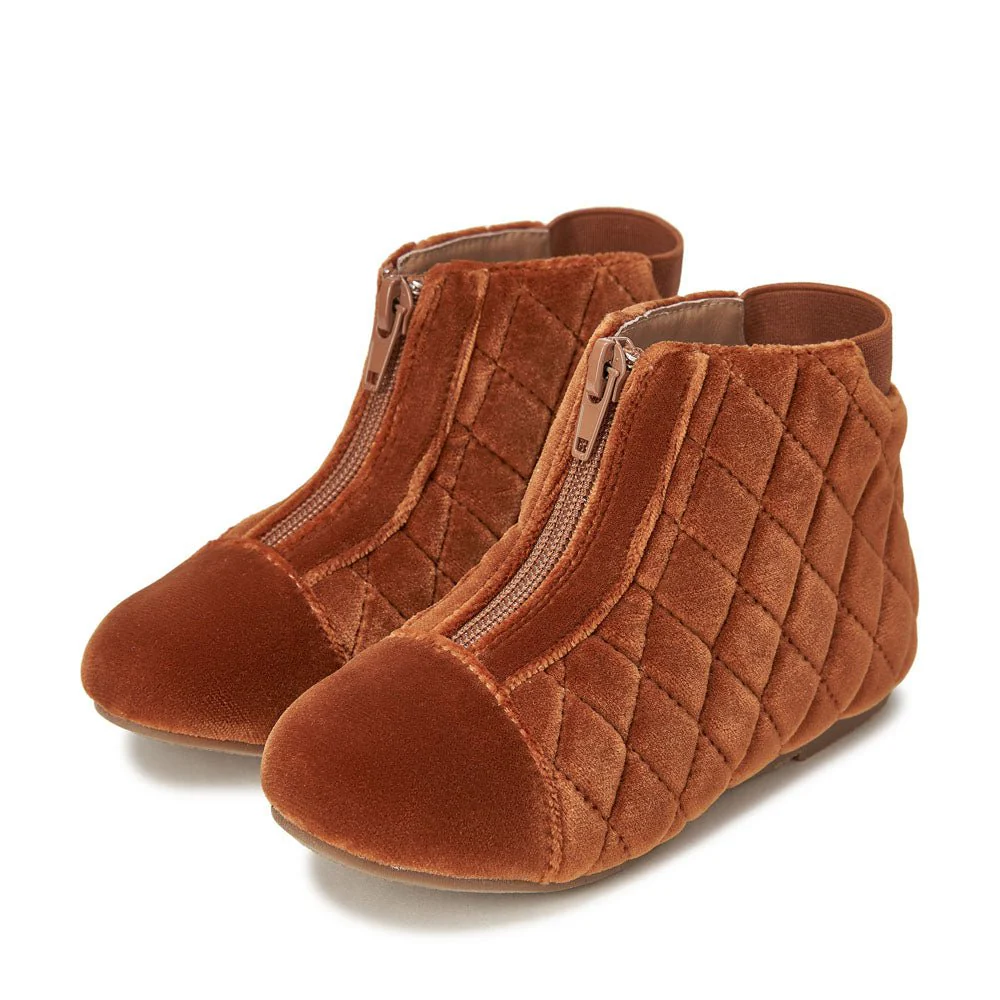 Nicole Velvet Ochre Boots - Image 2